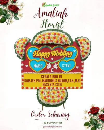 Karangan Papan Bunga Pernikahan di Samangraya